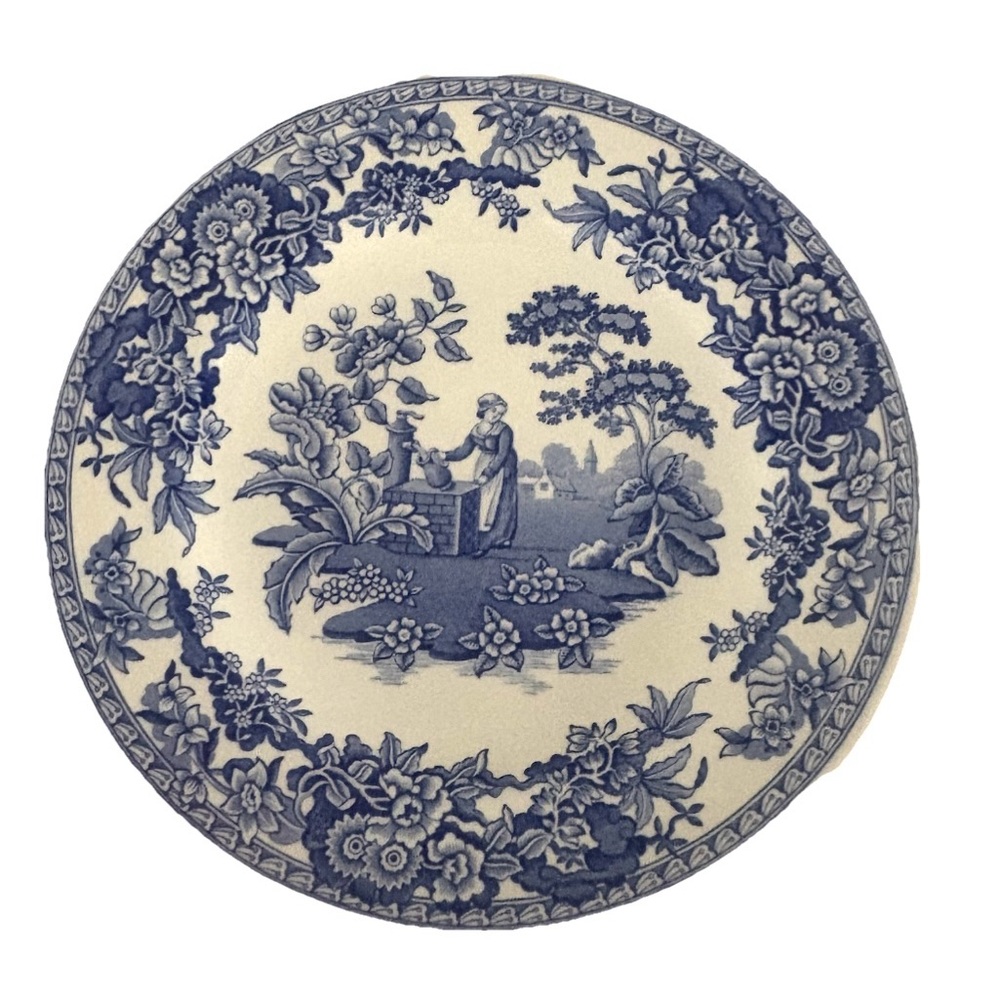 The Spode Blue Room  Collection Girl at Well Plate 16 cm 6.25 in Georgian Series